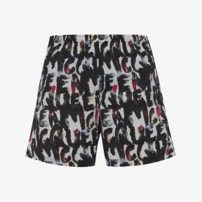 亚历山大麦昆/Alexander McQueen 男式白色/多色 Watercolor Graffiti 泳裤 7265804419Q9088 