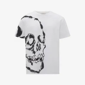 亚历山大麦昆/Alexander McQueen 男士白色水彩骷髅 T 恤 727274QUZ150900 