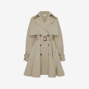 亚历山大麦昆/Alexander McQueen 女式米色拼接风衣 727441QFAAA2019 