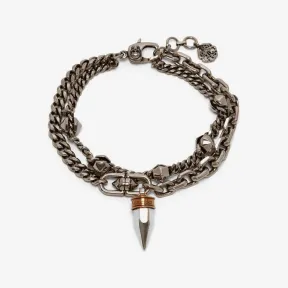 亚历山大麦昆/Alexander McQueen 男士古董银朋克螺柱手链 728395J160Z1496 811227769