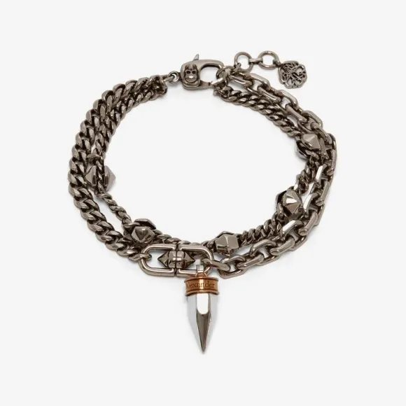 亚历山大麦昆/Alexander McQueen 男士古董银朋克螺柱手链 728395J160Z1496 811227769