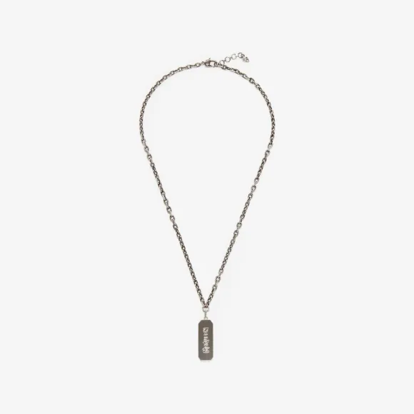 亚历山大麦昆/Alexander McQueen 男士 McQueen 古董银涂鸦标签项链 728459J160Y0446 811227766