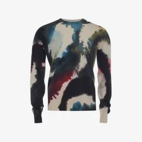 亚历山大麦昆/Alexander McQueen 男式油灰水彩印花套头衫 729282Q1GBS9165 