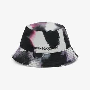 亚历山大麦昆/Alexander McQueen 女式黑色/多色水彩涂鸦印章标志双面渔夫帽 7322833404Q1088 