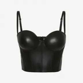 亚历山大麦昆/Alexander McQueen 女士黑色皮革紧身胸衣 733885Q5AKJ1000 