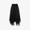 亚历山大麦昆/Alexander McQueen 女式黑色 Paris Net 中长半身裙 734276QEACR1000 