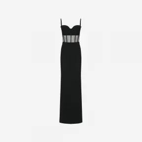 亚历山大麦昆/Alexander McQueen 女士黑色紧身晚礼服 734513QEAAA1000 