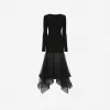 亚历山大麦昆/Alexander McQueen 女士黑色露背针织连衣裙 734562Q1A5J1000 