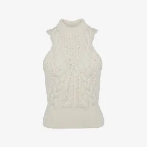 亚历山大麦昆/Alexander McQueen 女式象牙色羊毛绞花无袖套头衫 734603Q1A489004 