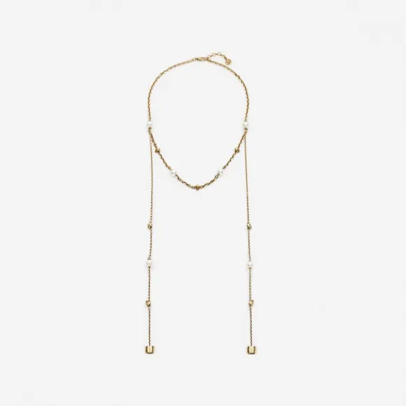 亚历山大麦昆/Alexander McQueen Airpods 女士珍珠骷髅链项链古金 734744I170A2375 812847755