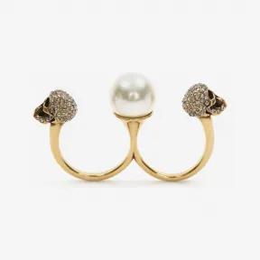 亚历山大麦昆/Alexander McQueen 女士珍珠骷髅双环古金 734749I170A2375 