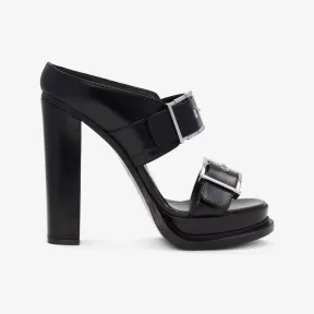 亚历山大麦昆/Alexander McQueen 女式黑色/银色厚底搭扣凉鞋 734985WHSWD1081 