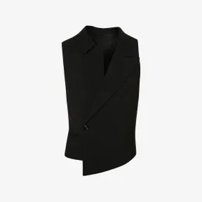 亚历山大麦昆/Alexander McQueen 黑色不对称背心 735096QUU821000 