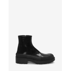 亚历山大麦昆/Alexander McQueen 男士黑色叠层靴 735809WHV7H1000 