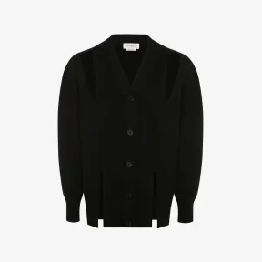 亚历山大麦昆/Alexander McQueen 男士黑色开衩大廓形开衫 736161Q1BAD1000 