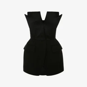 亚历山大麦昆/Alexander McQueen 女式黑色燕尾服紧身胸衣 738309QJACX1000 