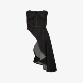 亚历山大麦昆/Alexander McQueen 女式深海军蓝不对称垂坠紧身胸衣 744146QMACD4158 