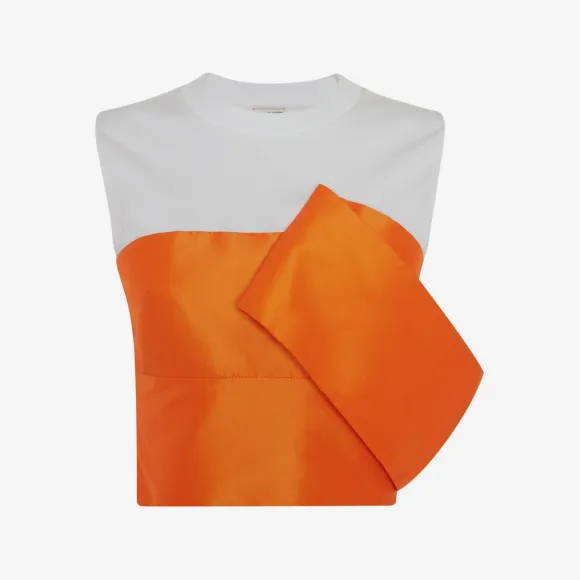 亚历山大麦昆/Alexander McQueen 女士混合短款上衣白色/日落橙 745365QLAA60956