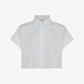 亚历山大麦昆/Alexander McQueen 女式 Optic White 短款宽松衬衫 745637QAABC9000 