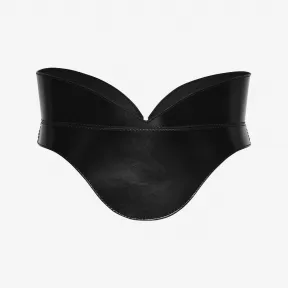 亚历山大麦昆/Alexander McQueen 女士皮革束腰腰带黑色 747124Q5ALE1000