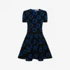 亚历山大麦昆/Alexander McQueen 女士Iris提花迷你连衣裙黑色/蓝色 748073Q1A561091