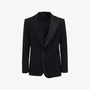 亚历山大麦昆/Alexander McQueen 男士黑色 Trompe-l'œil 单排扣夹克 749655QVU911000 