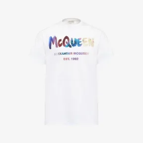 亚历山大麦昆/Alexander McQueen 男士 McQueen 涂鸦白色/多色 T 恤 750667QVZ140900 