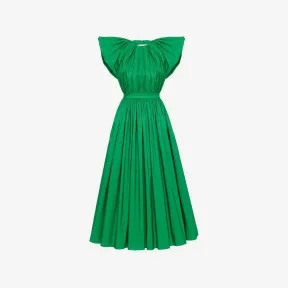 亚历山大麦昆/Alexander McQueen 女式亮绿色褶皱露背连衣裙 752436QEACM3016 