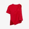 亚历山大麦昆/Alexander McQueen 女士不对称结扣细节T恤威尔士红 752490QLACU6040