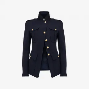 亚历山大麦昆/Alexander McQueen 女士立领缺角式夹克海军蓝 752799QJACF4100