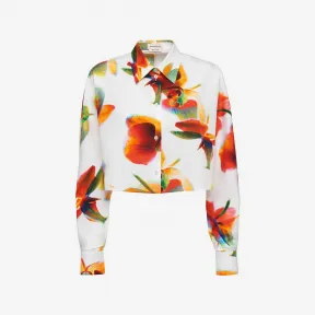 亚历山大麦昆/Alexander McQueen 女士Solarised Orchid短款衬衫光学白色 753450QCAHE9000