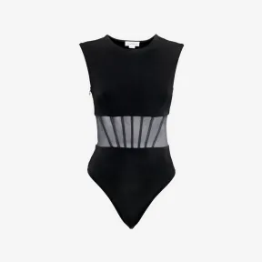 亚历山大麦昆/Alexander McQueen 女式黑色混合紧身连衣裤 753598QLACL1000 