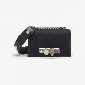 亚历山大麦昆/Alexander McQueen 女士Jewelled Satchel机车迷你手袋牛仔色 7565211YBE24290