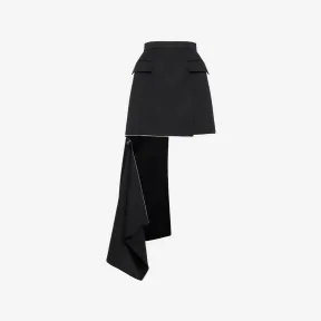 亚历山大麦昆/Alexander McQueen 女式黑色拉链开衩迷你裙 757271QJAAC1000 