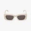 亚历山大麦昆/Alexander McQueen Spike Studs长方形太阳眼镜象牙色/烟色 760621J07499134