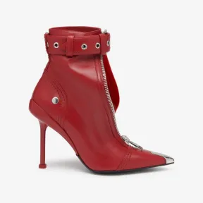 亚历山大麦昆/Alexander McQueen 血红色/银色 Slash 机车靴 768101WIDR46153 768101WIDR46153