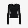 亚历山大麦昆/Alexander McQueen 女士斜裁罗纹针织套衫黑色 768602Q1A651000