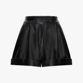 亚历山大麦昆/Alexander McQueen 女式黑色高腰皮革短裤 770562Q5AL11000 770562Q5AL11000