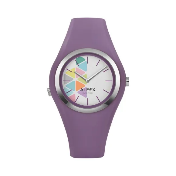 爱华时/Alfex 钢抛光/淡紫色硅胶 石英机芯 5751-2091