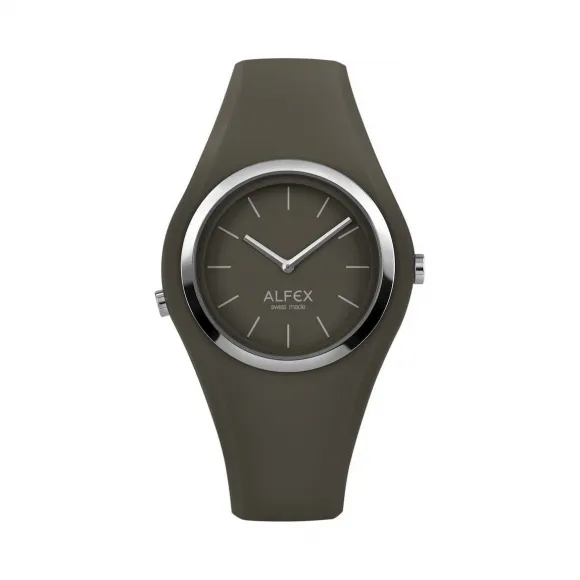 爱华时/Alfex 不锈钢抛光/硅灰褐色 石英机芯 5751-950