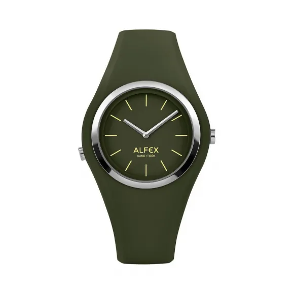 爱华时/Alfex 不锈钢抛光/黑橄榄硅 石英机芯 5751-974