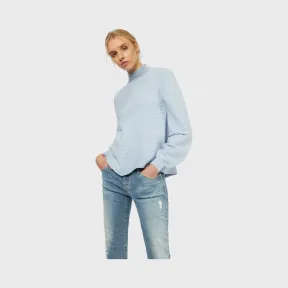 安普里奥·阿玛尼/Emporio Armani 高翻领楼梯布风格毛线衫，采用灯笼袖设计 | 女 14026311np