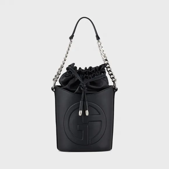 乔治阿玛尼/Giorgio Armani GA 压纹标识皮革水桶包 | 女 55018908iv