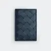 葆蝶家/Bottega Veneta 深蓝色 牛皮革 女士 翻盖卡包 592619VCPQ43121