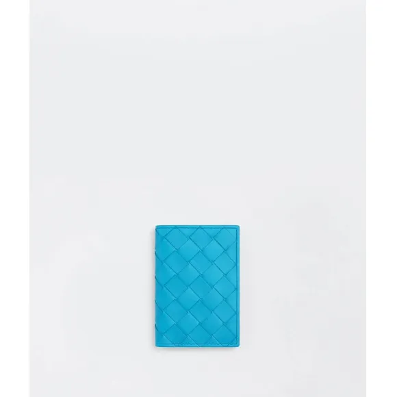 葆蝶家/Bottega Veneta 泳池蓝 牛皮革 女士 翻盖卡包 592619VCPQ44617