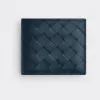 葆蝶家/Bottega Veneta 深蓝色 100% 牛皮革 男士 配零钱包双折钱包 605722VCPQ43121