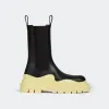 葆蝶家/Bottega Veneta 黑色 / 柠檬水 100% 小牛皮 女士 轮胎切尔西靴 630297VBS501335