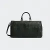 葆蝶家/Bottega Veneta 深绿色 牛皮革 男士 中号经典intrecciato编织皮革旅行包 650066V2E413009
