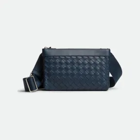 葆蝶家/Bottega Veneta 深蓝色 60%牛皮革、40%聚丙烯 男士 classic intrecciato编织旅行包 651938V0E523121