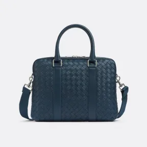 葆蝶家/Bottega Veneta 深蓝色 100% 牛皮革 男士 classic intrecciato编织旅行包 690702V0E523121